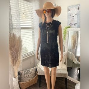 Zara Collection Beachwear Black Mesh Floral Dress Small